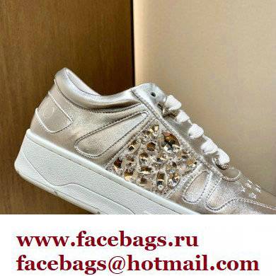 Jimmy Choo HAWAII LOW TOP/F Trainers Sneakers Silver with Crystal Embellishment 2022 - Click Image to Close
