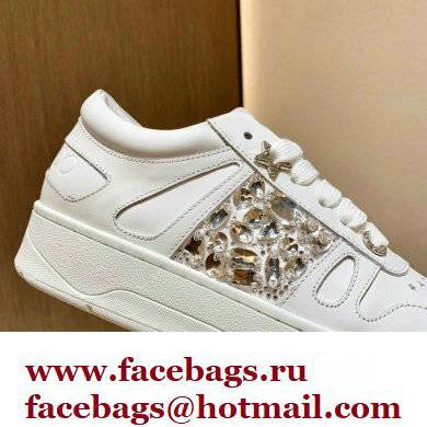 Jimmy Choo HAWAII LOW TOP/F Trainers Sneakers White with Crystal Embellishment 2022 - Click Image to Close