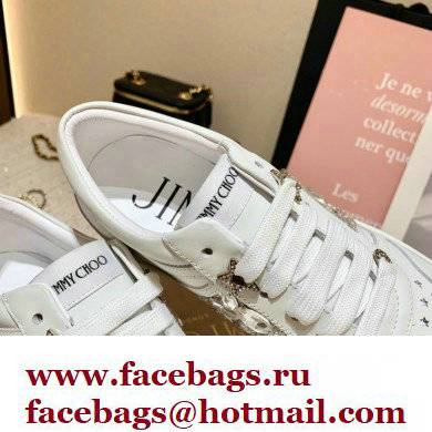 Jimmy Choo HAWAII LOW TOP/F Trainers Sneakers White with Crystal Embellishment 2022 - Click Image to Close