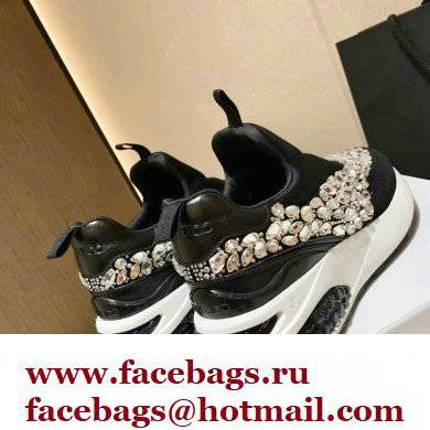 Jimmy Choo MEMPHIS/F Trainers Sneakers Black with Crystal Embellishment 2022 - Click Image to Close