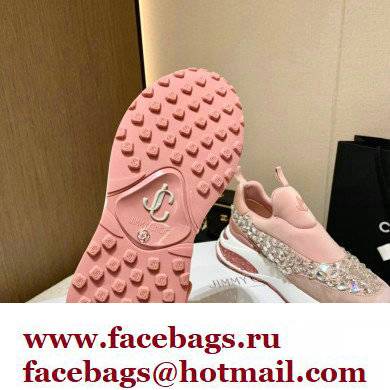 Jimmy Choo MEMPHIS/F Trainers Sneakers Pink with Crystal Embellishment 2022