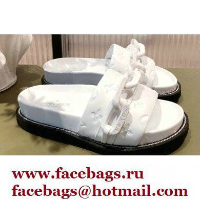 Louis Vuitton LV Sunset Flat Comfort Mules White with Resin Chain 2022