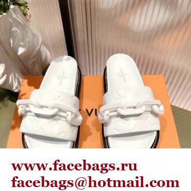 Louis Vuitton LV Sunset Flat Comfort Mules White with Resin Chain 2022 - Click Image to Close