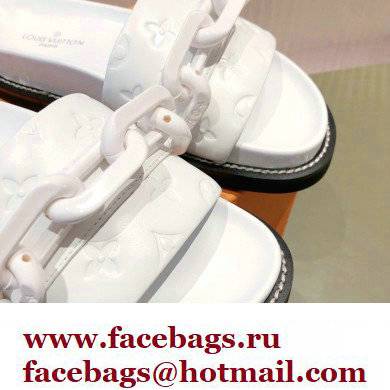 Louis Vuitton LV Sunset Flat Comfort Mules White with Resin Chain 2022 - Click Image to Close