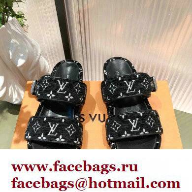 Louis Vuitton Monogram Velvet Jumbo Flatform Mules Black 2022