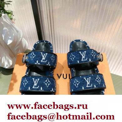 Louis Vuitton Monogram Velvet Jumbo Flatform Mules Dark Blue 2022