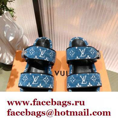 Louis Vuitton Monogram Velvet Jumbo Flatform Mules Light Blue 2022 - Click Image to Close