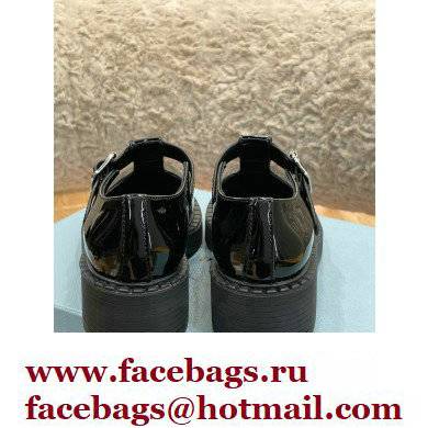 Prada Brushed Leather T-strap shoes Patent Black 2022