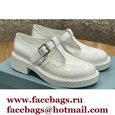 Prada Brushed Leather T-strap shoes White 2022