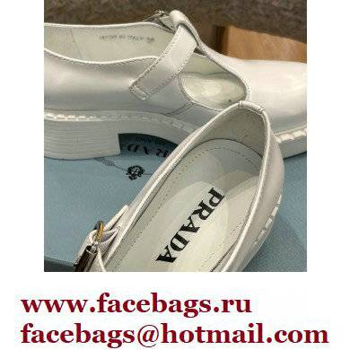Prada Brushed Leather T-strap shoes White 2022