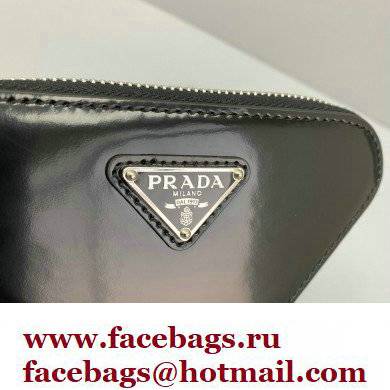 Prada Brushed Leather Triangle mini-pouch Bag 1NR005 Black 2022 - Click Image to Close