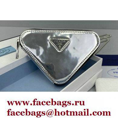 Prada Brushed Leather Triangle mini-pouch Bag 1NR005 Silver 2022 - Click Image to Close