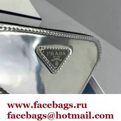Prada Brushed Leather Triangle mini-pouch Bag 1NR005 Silver 2022