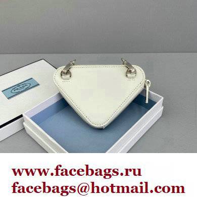 Prada Brushed Leather Triangle mini-pouch Bag 1NR005 White 2022