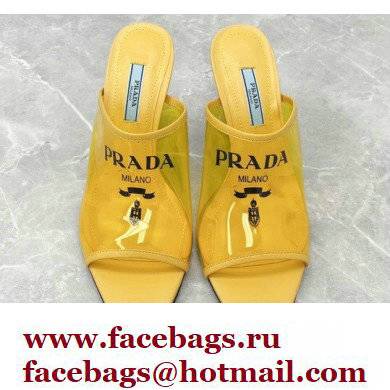 Prada Heel 9cm triangle logo Pvc slides Yellow 2022 - Click Image to Close
