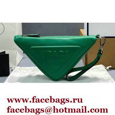 Prada Leather Triangle Pouch Bag 1NE039 Green 2022 - Click Image to Close