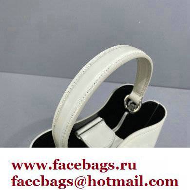 Prada Panier Small Tote Bag 1BA217 in Patent Leather White 2022