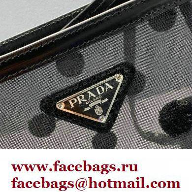 Prada Small Polka-dot Mesh Tote Bag 1BG417 Black 2022 - Click Image to Close