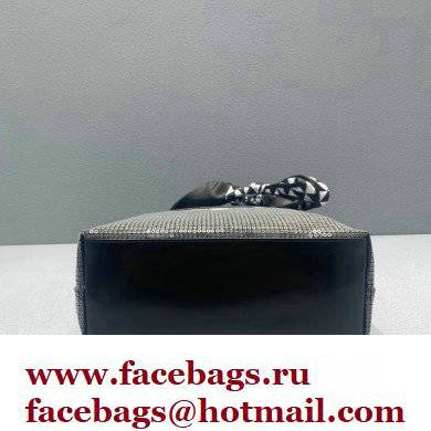 Prada Small Sequined Mesh Tote Bag 1BG417 Black 2022