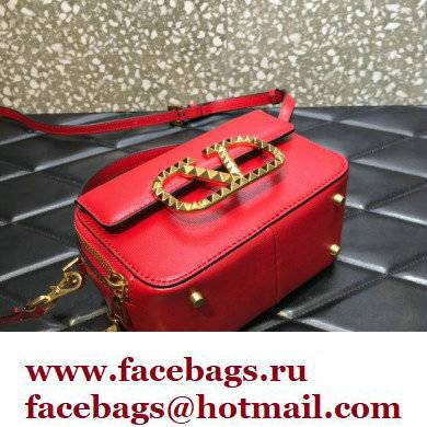 Valentino Alcove Rockstud Vlogo Leather Crossbody Bag Red 2022 - Click Image to Close