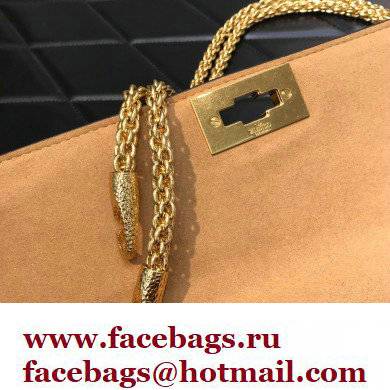 Valentino Grainy Calfskin Large Roman Stud Chain Bag Gold 2022
