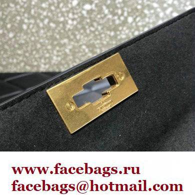 Valentino Grainy Calfskin Small Roman Stud Chain Bag Black 2022