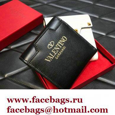 Valentino Rockstud Alcove Grainy Calfskin Compact Wallet Black 2022 - Click Image to Close