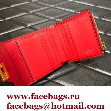 Valentino Rockstud Alcove Grainy Calfskin Compact Wallet Red 2022