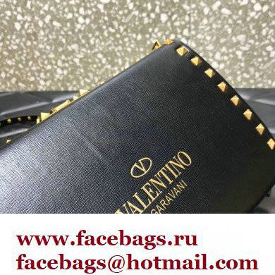 Valentino Rockstud Alcove Grainy Calfskin Crossbody Bag Black/Gold 2022 - Click Image to Close