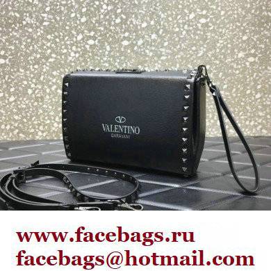 Valentino Rockstud Alcove Grainy Calfskin Crossbody Bag So Black 2022