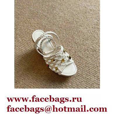 Valentino Roman Stud Macrome Espadrille Wedge Sandals White 2022 - Click Image to Close