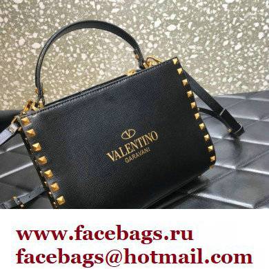 Valentino Small Alcove Rockstud Leather Top Handle Bag Black 2022 - Click Image to Close