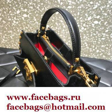 Valentino Small Alcove Rockstud Leather Top Handle Bag Black 2022