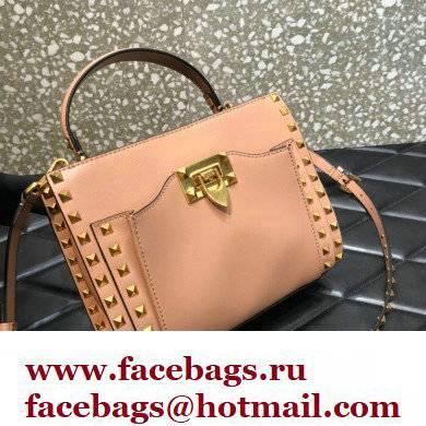 Valentino Small Alcove Rockstud Leather Top Handle Bag Nude 2022