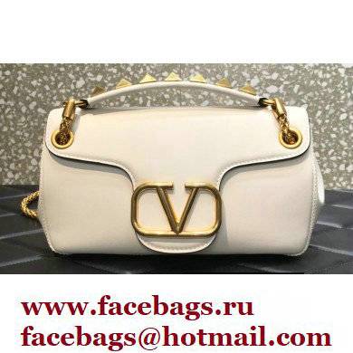 Valentino Stud Sign Nappa Shoulder Bag White 2022 - Click Image to Close