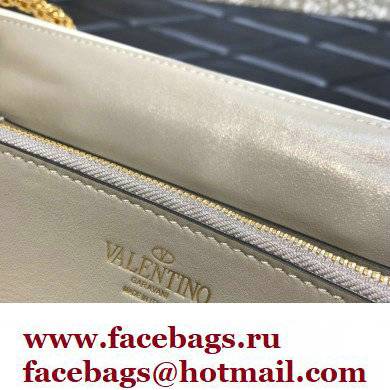 Valentino Stud Sign Nappa Shoulder Bag White 2022 - Click Image to Close