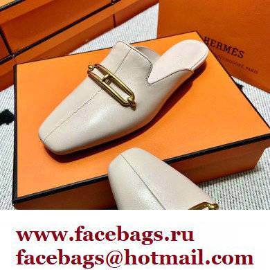 hermes calfskin Esmee mules creamy 2022 - Click Image to Close