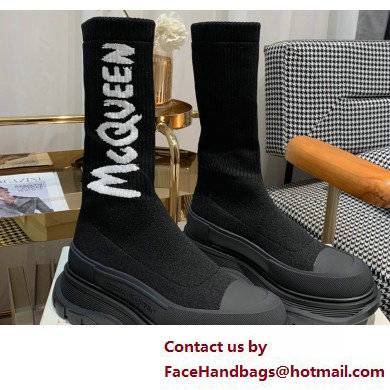 Alexander Mcqueen Graffiti Knit Tread Slick Boots Black 2022 - Click Image to Close