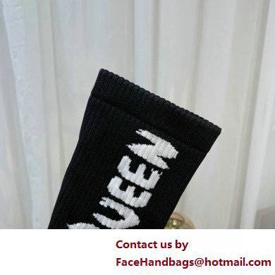 Alexander Mcqueen Graffiti Knit Tread Slick Boots Black/White 2022 - Click Image to Close