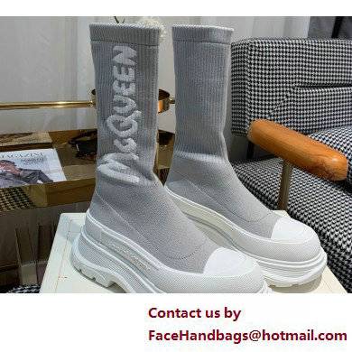 Alexander Mcqueen Graffiti Knit Tread Slick Boots Gray 2022 - Click Image to Close
