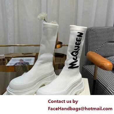 Alexander Mcqueen Graffiti Knit Tread Slick Boots White 2022 - Click Image to Close