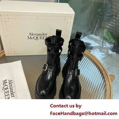 Alexander Mcqueen Heel 5.5cm Rave Buckle Boots Black 2022 - Click Image to Close