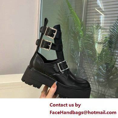 Alexander Mcqueen Heel 5.5cm Rave Buckle Boots Black 2022 - Click Image to Close