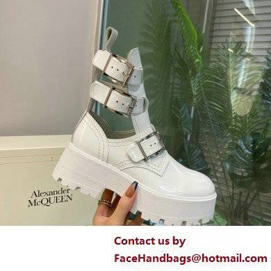Alexander Mcqueen Heel 5.5cm Rave Buckle Boots White 2022 - Click Image to Close