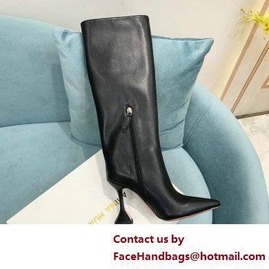 Amina Muaddi Heel 10.5cm Rain Leather boots Black 2022 - Click Image to Close