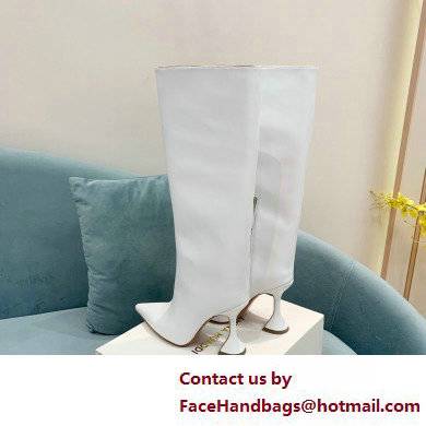 Amina Muaddi Heel 10.5cm Rain Leather boots White 2022 - Click Image to Close