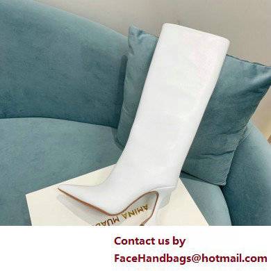 Amina Muaddi Heel 10.5cm Rain Leather boots White 2022