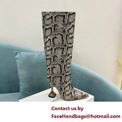 Amina Muaddi Heel 10.5cm Rain Leather boots python-print Gray 2022