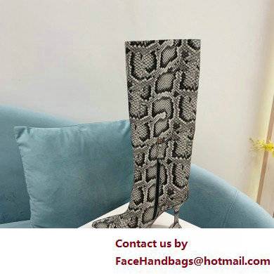 Amina Muaddi Heel 10.5cm Rain Leather boots python-print Gray 2022 - Click Image to Close