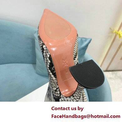 Amina Muaddi Heel 10.5cm Rain Leather boots python-print Gray 2022 - Click Image to Close